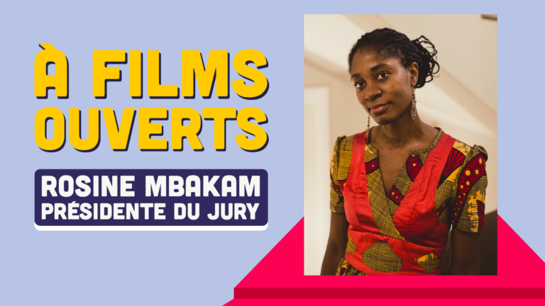 Photo de présentation de Rosine Mbakam, présidente du Jury A Films Ouverts 2020, une femme noire mince, dans une robe colorée avec les cheveux attachés.