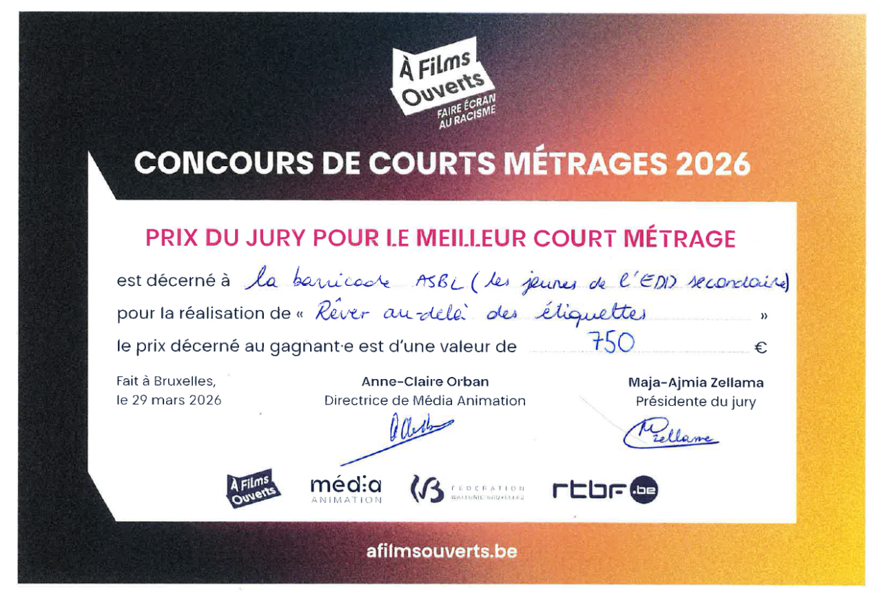 Prix du Jury A Films Ouverts 2026 attribué à Rêver au-delà des étiquettes